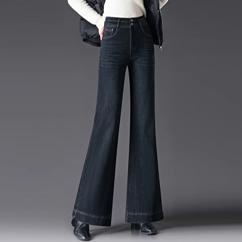 ウエストすっきり 美シルエットハイウエストデニムワイドパンツ