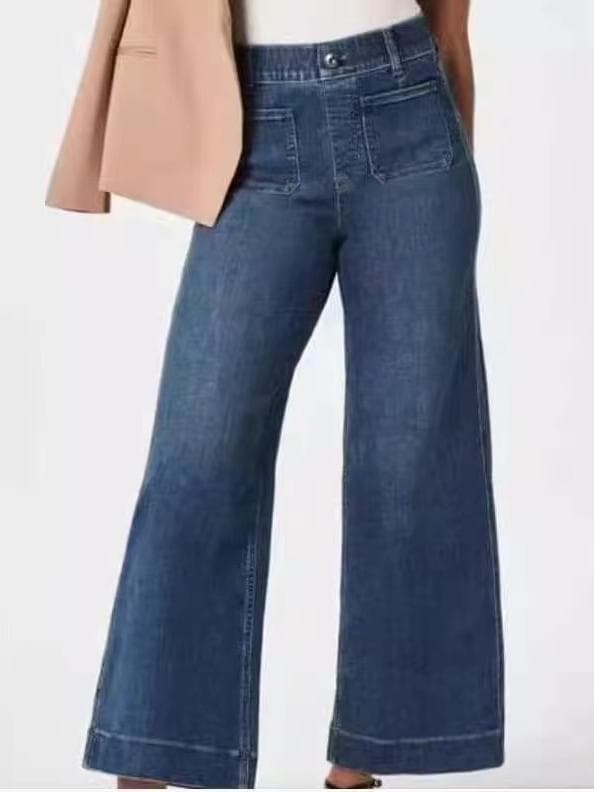 デニムワイドパンツ すっきりシルエットストレートワイドパンツ