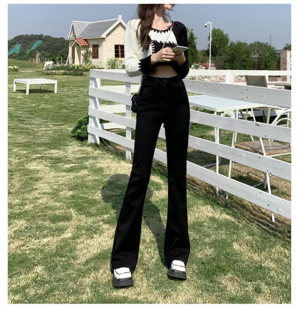 ハイウエスト美脚デニムワイドパンツ