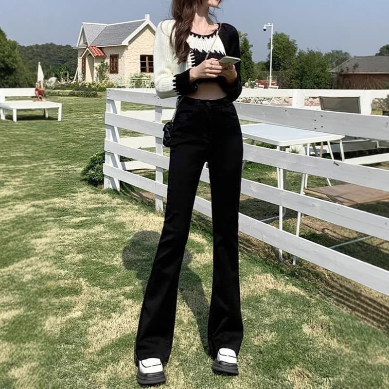 ハイウエスト美脚デニムワイドパンツ