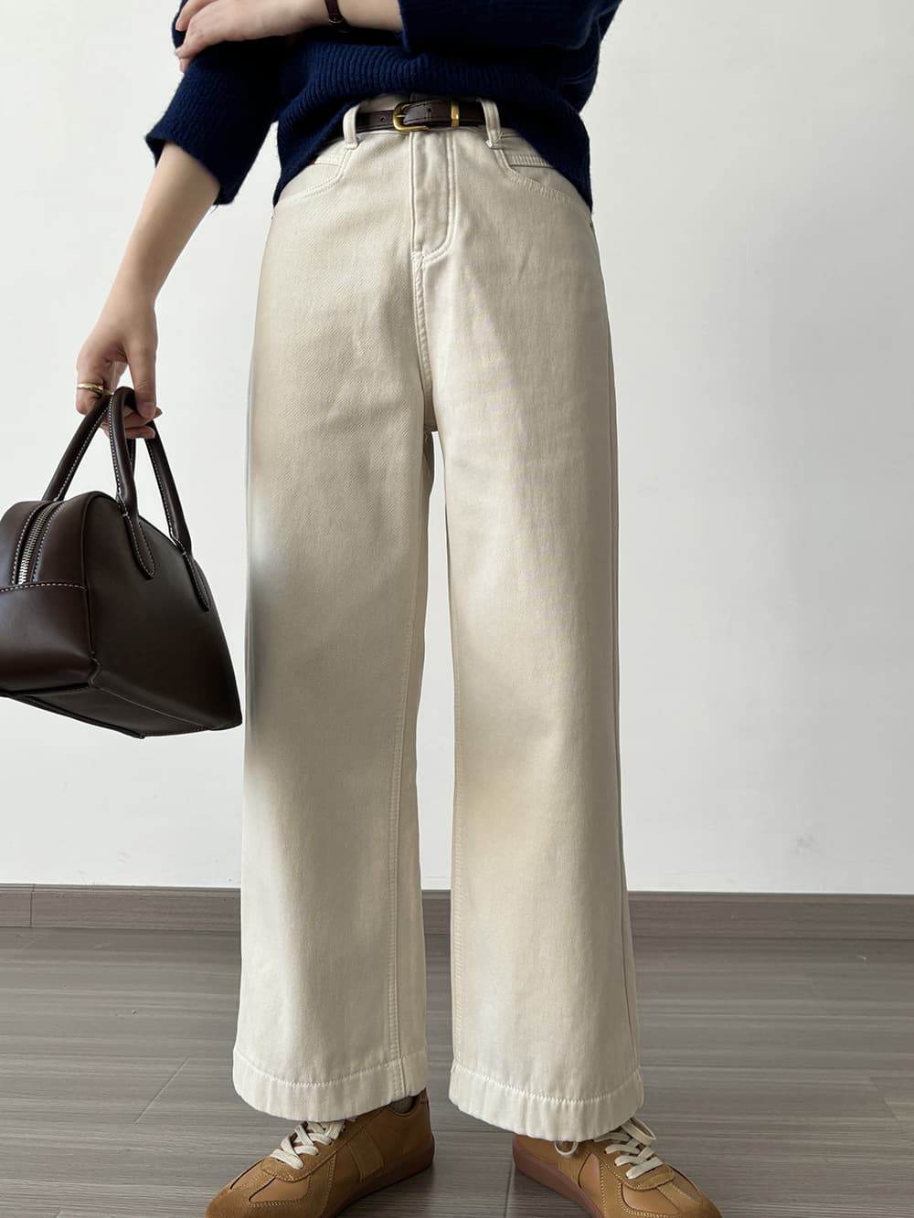 しなやかデニムワイドパンツ ストレート