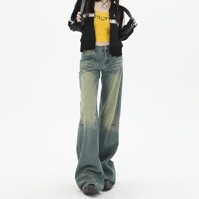 ストリート系デニムワイドパンツ