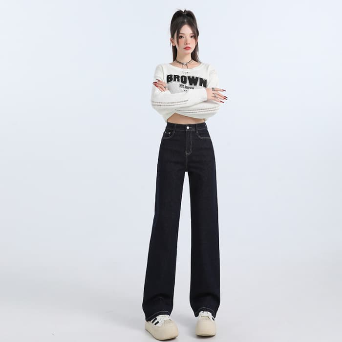 デニムワイドパンツ 韓国ハイウエストワイドデニムパンツ