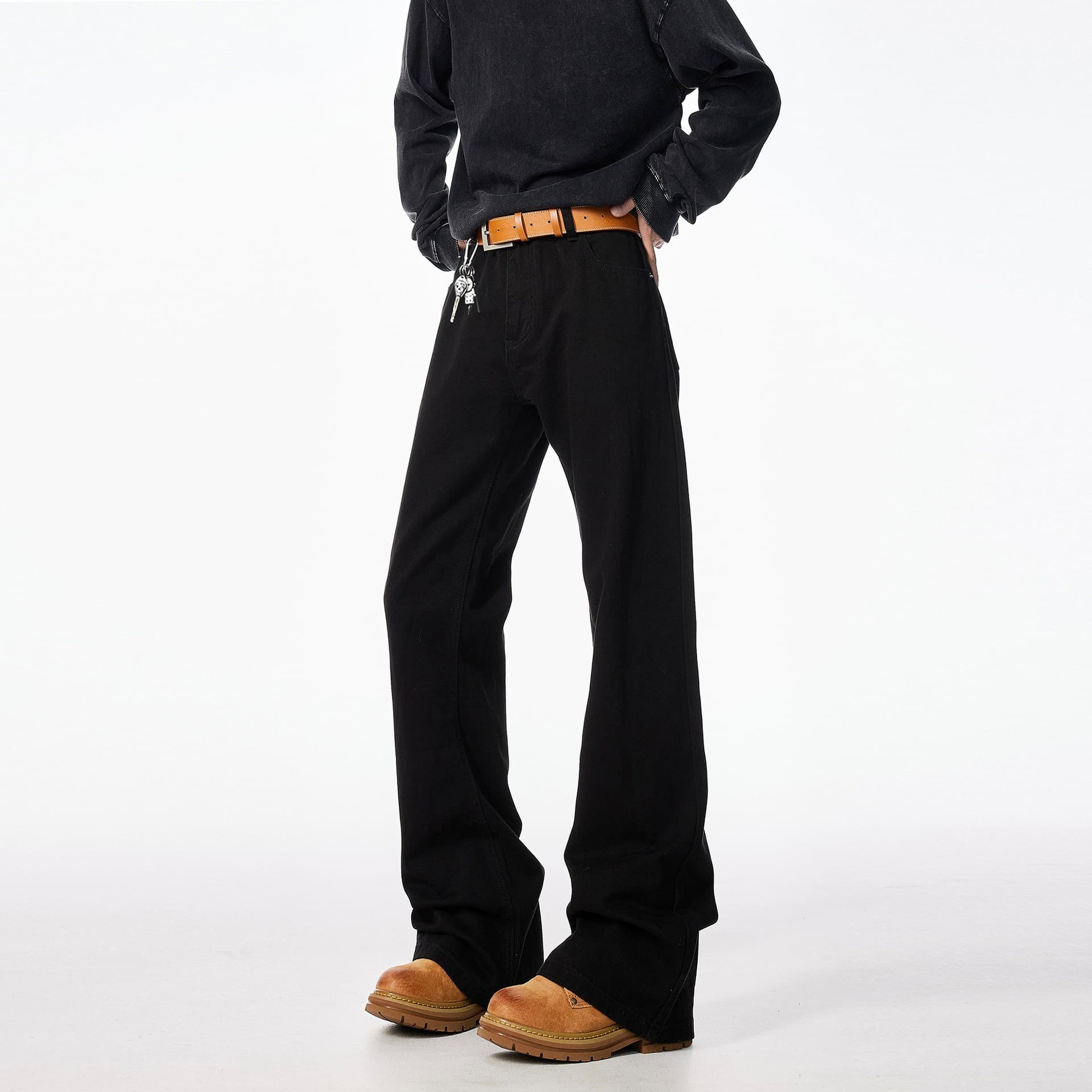 デニムワイドパンツ メンズ ゆとりデニム ストレート パンツ