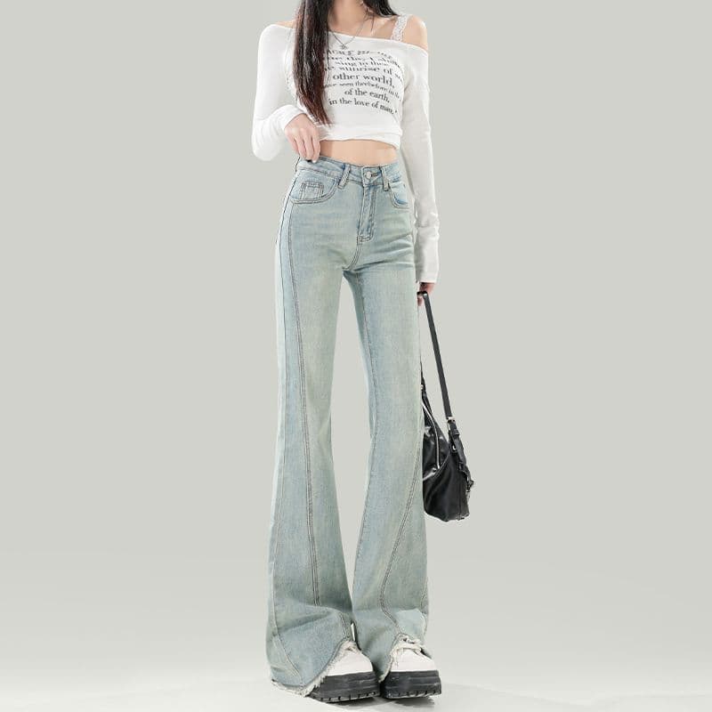 デニムワイドパンツ ドレープ美シルエット ハイウエストデニムパンツ