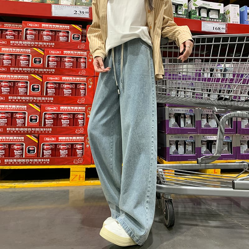 リラックスストレートデニムワイドパンツ レディースジーンズ