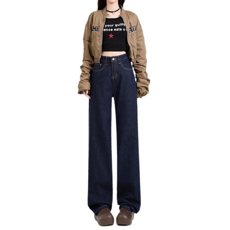 デニムワイドパンツ ゆったり幅広シルエットハイウエストデニムパンツ