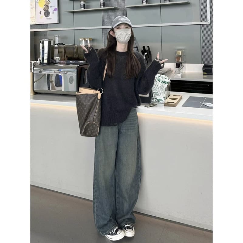 リラックスデニムワイドパンツ 秋冬