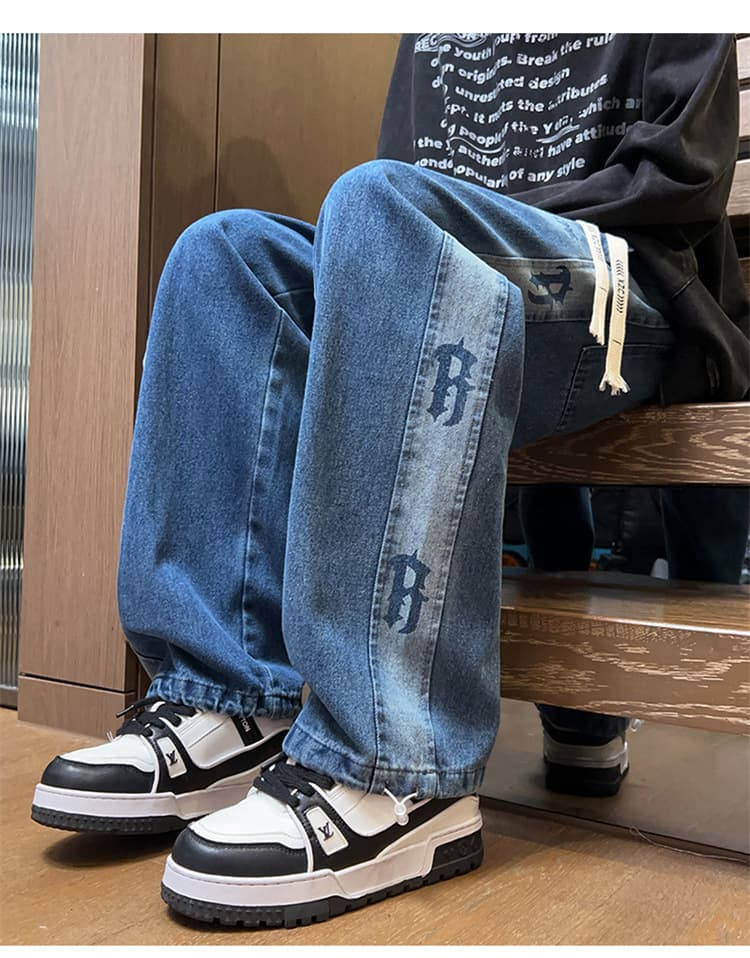 デニムワイドパンツ 大きめシルエットデニムワイドストレート