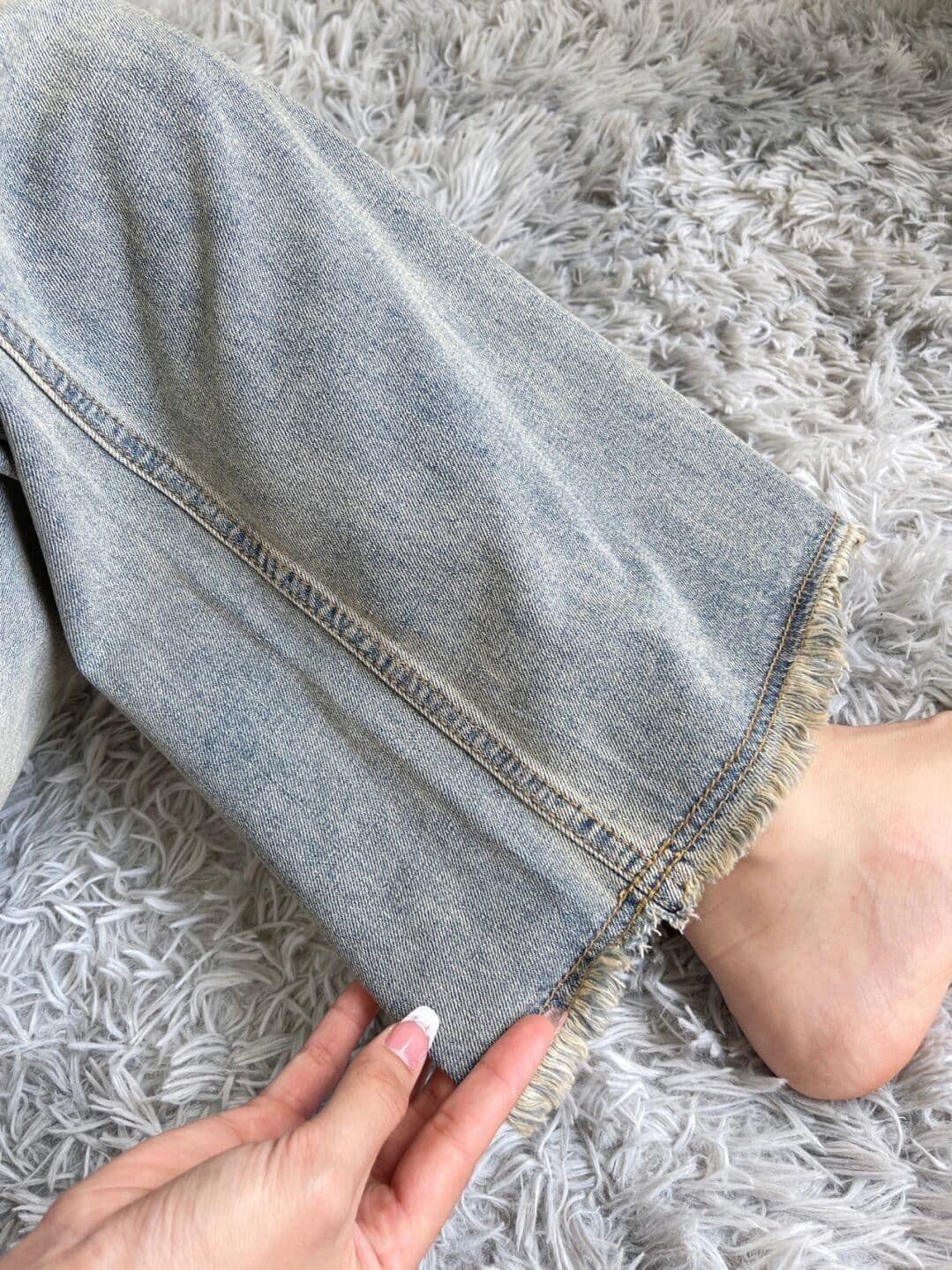 デニムワイドパンツ ヴィンテージ加工美シルエット ハイウエストデニムワイドストレート