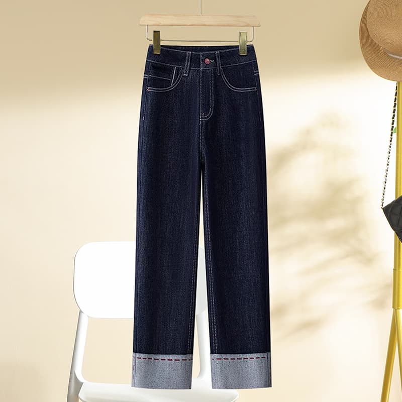 おりかえし裾デニムワイドパンツ