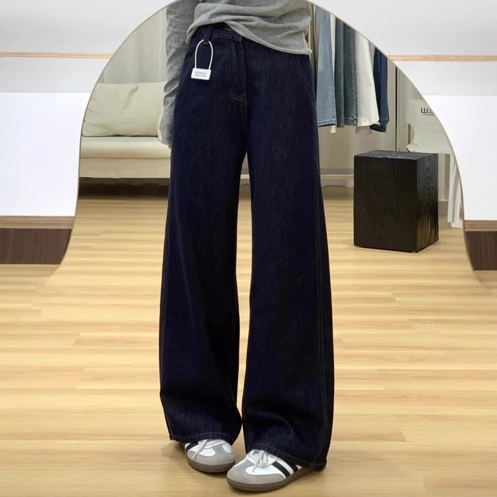 ゆったり幅広 美脚デニムワイドパンツ