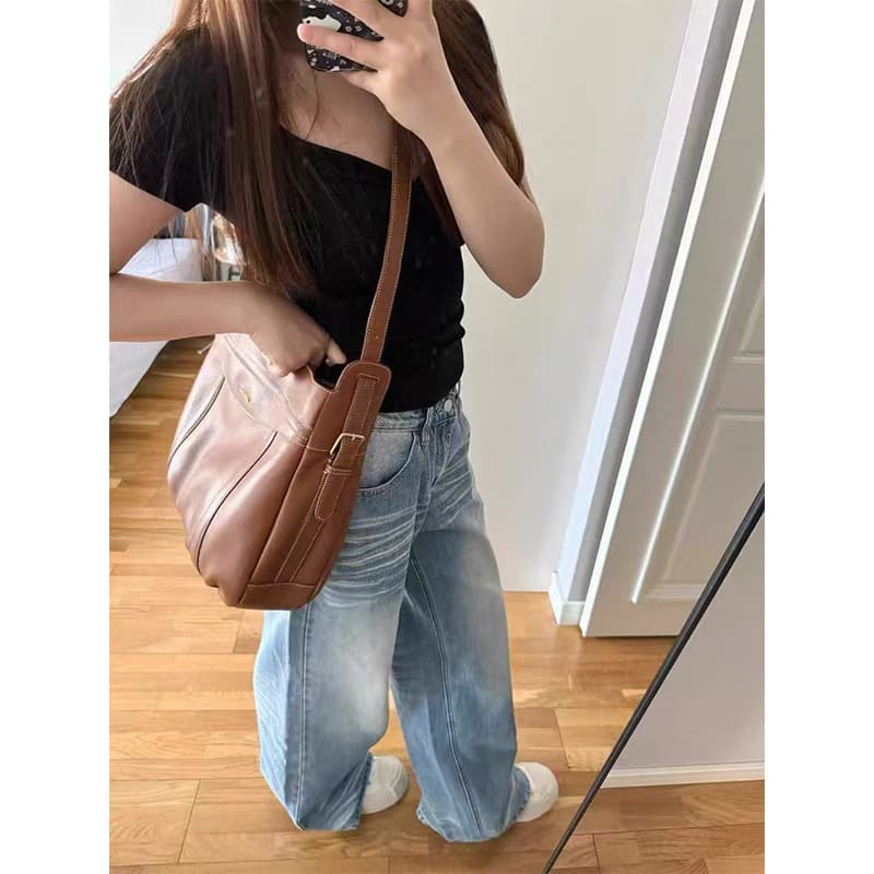 デニムワイドパンツ ゆったり幅広シルエットデニムワイド