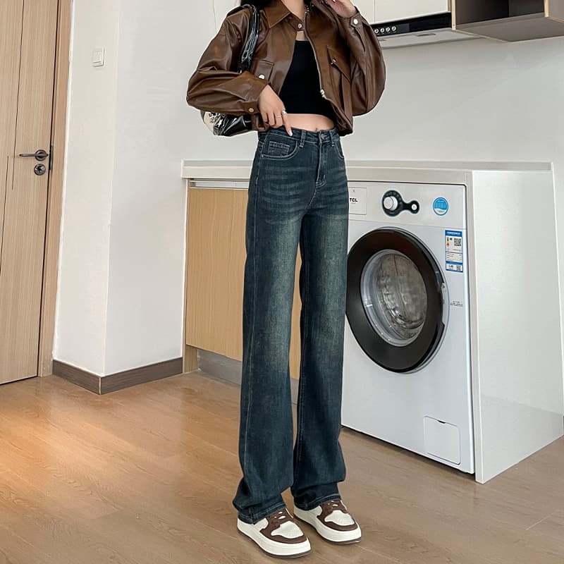 デニムワイドパンツ レディースラグジュアリーストレートジーンズ