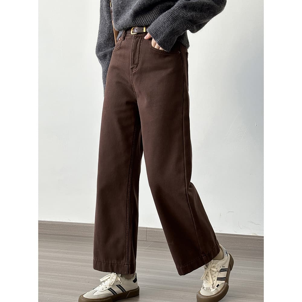 しなやかデニムワイドパンツ ストレート