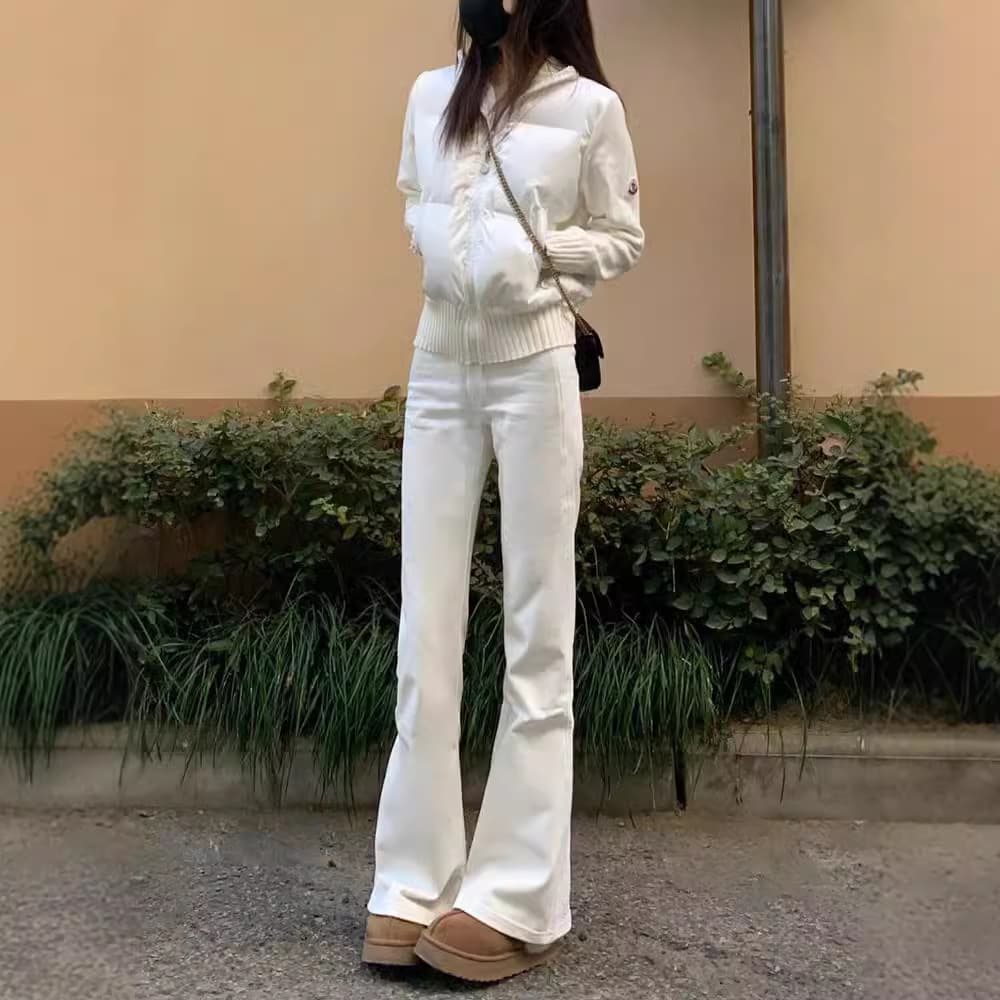 デニムワイドパンツ シンプル美脚フレアデニムワイドパンツ