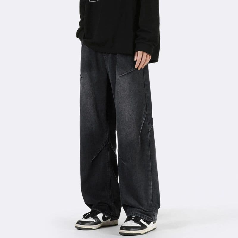 デニムワイドパンツ 一文字デザインワイドデニムパンツ