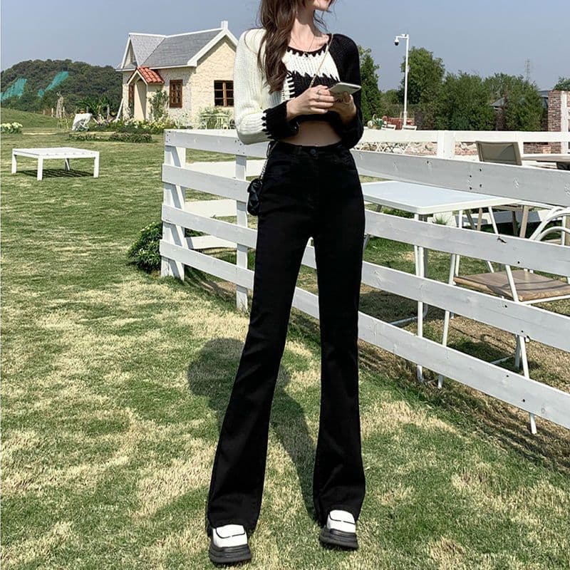 ハイウエスト美脚デニムワイドパンツ