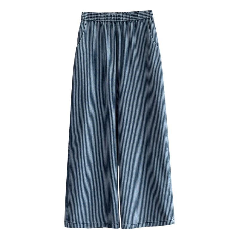 デニムワイドパンツ 小粋なゆったり幅広デニムパンツ