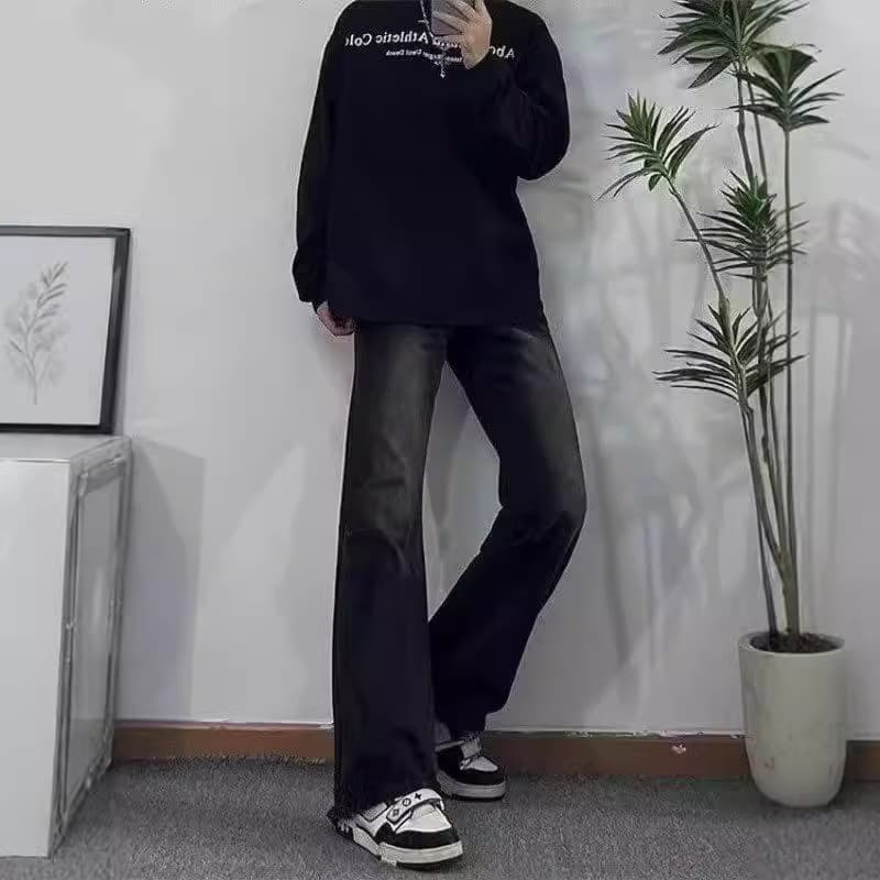 デニムワイドパンツ フレアワイドストレートデニム