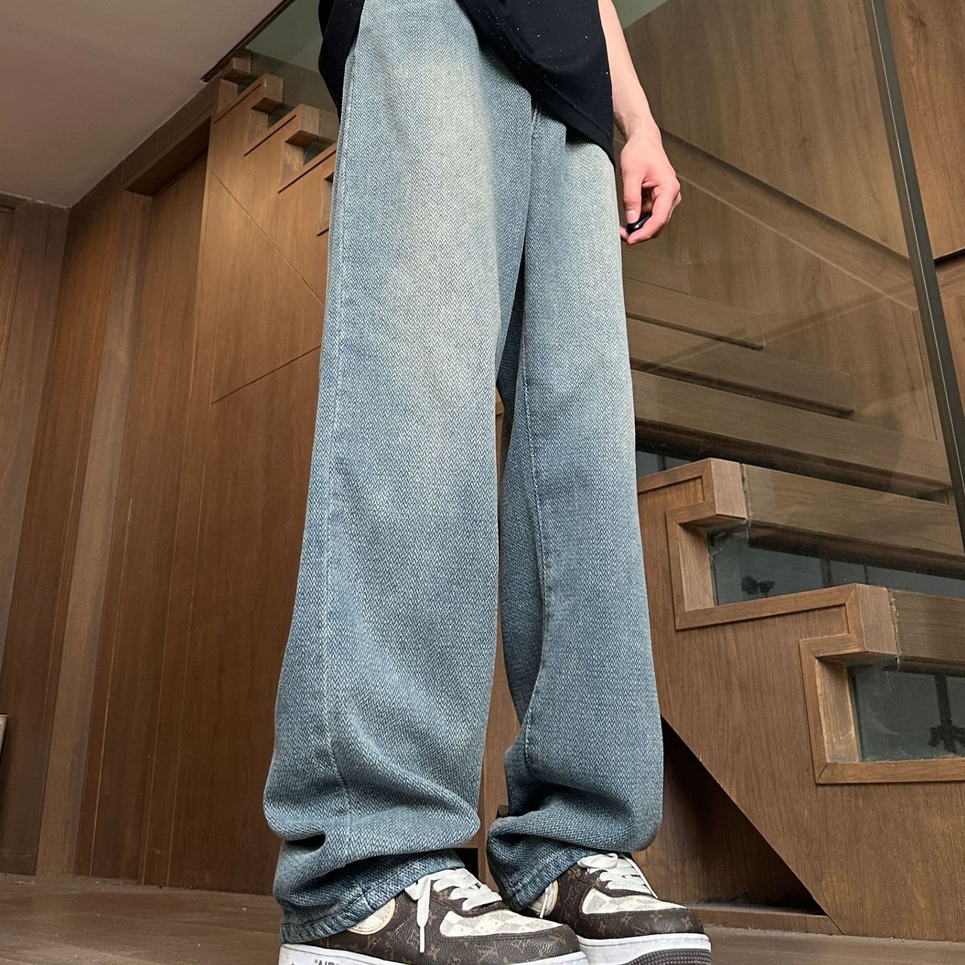 しなやかデニムワイドパンツ