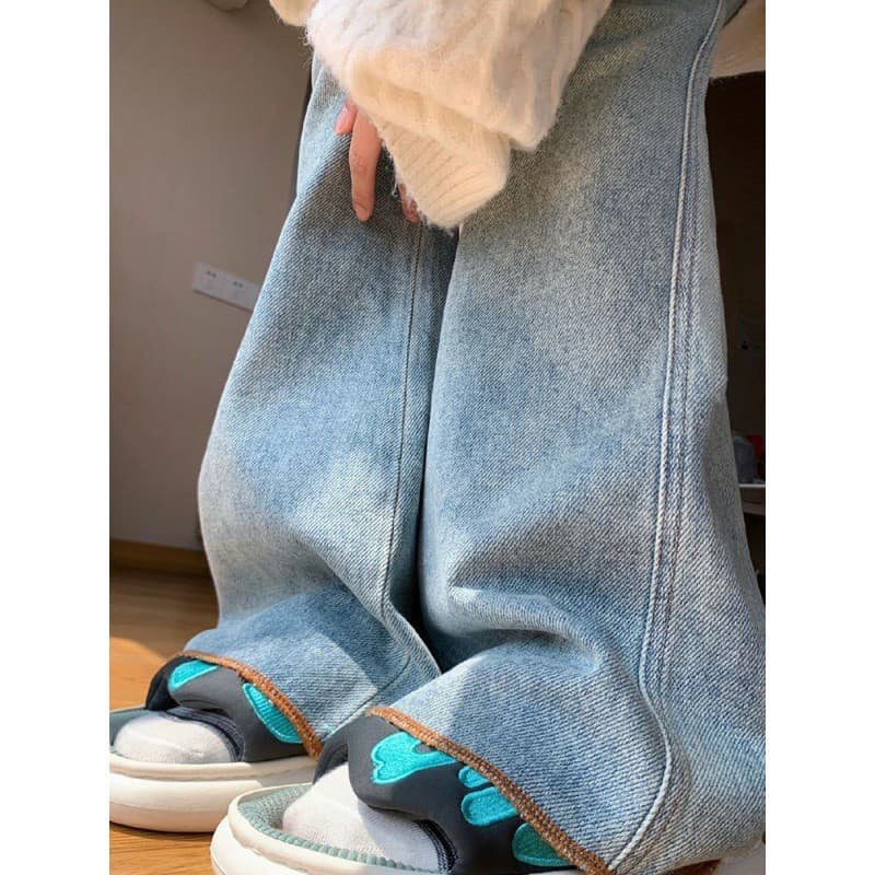 デニムワイドパンツ 裾広がりフレアデニムパンツ