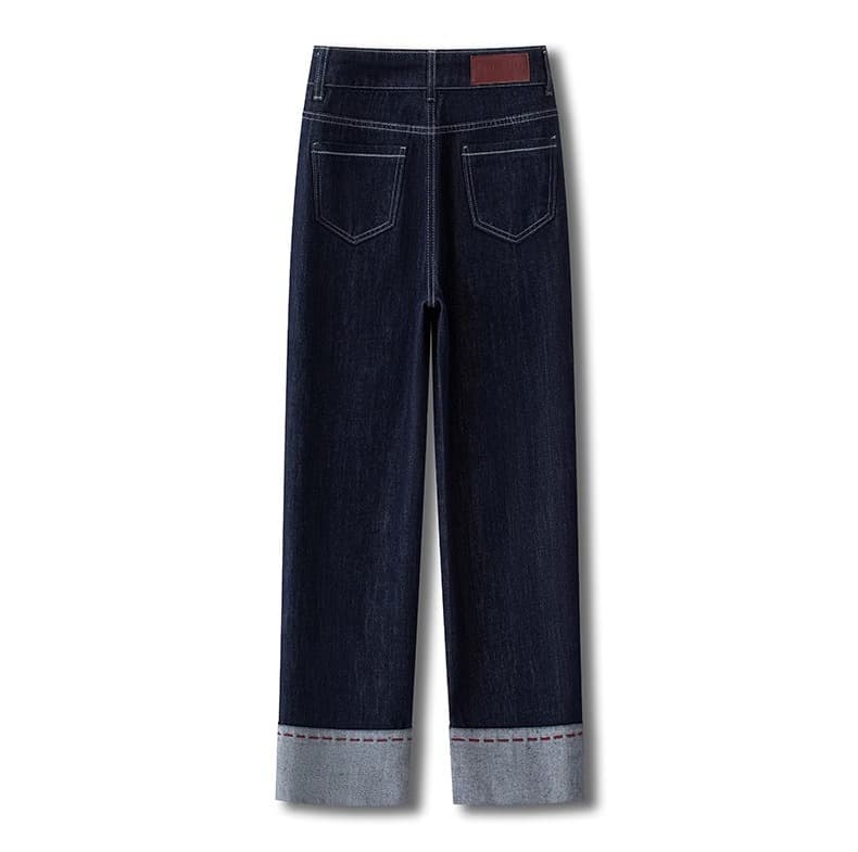 おりかえし裾デニムワイドパンツ