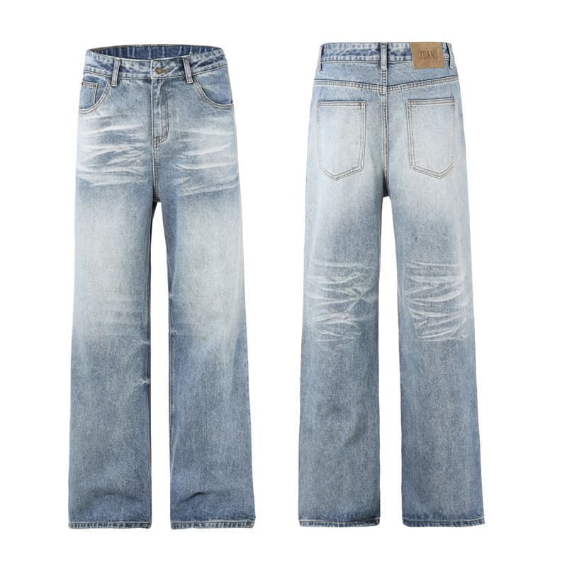 デニムワイドパンツ レディースゆったり幅広ワイドストレートジーンズ