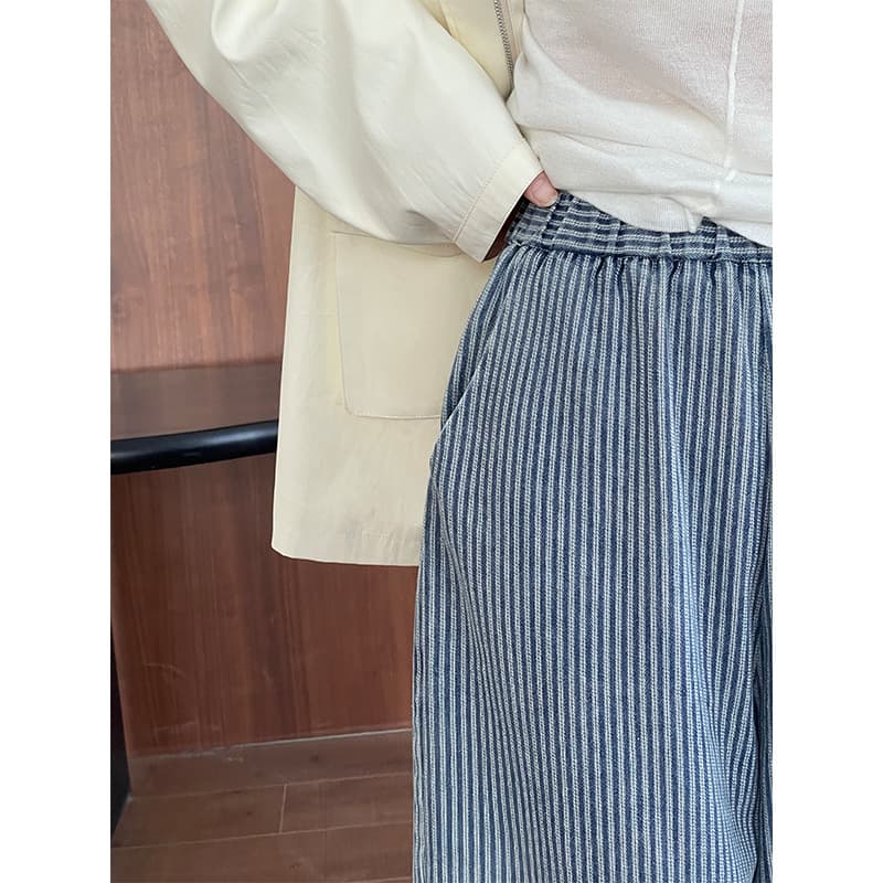 デニムワイドパンツ 小粋なゆったり幅広デニムパンツ