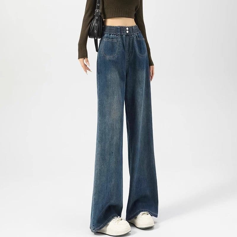 デニムワイドパンツ レトロ感たっぷりハイウエストデニムワイド