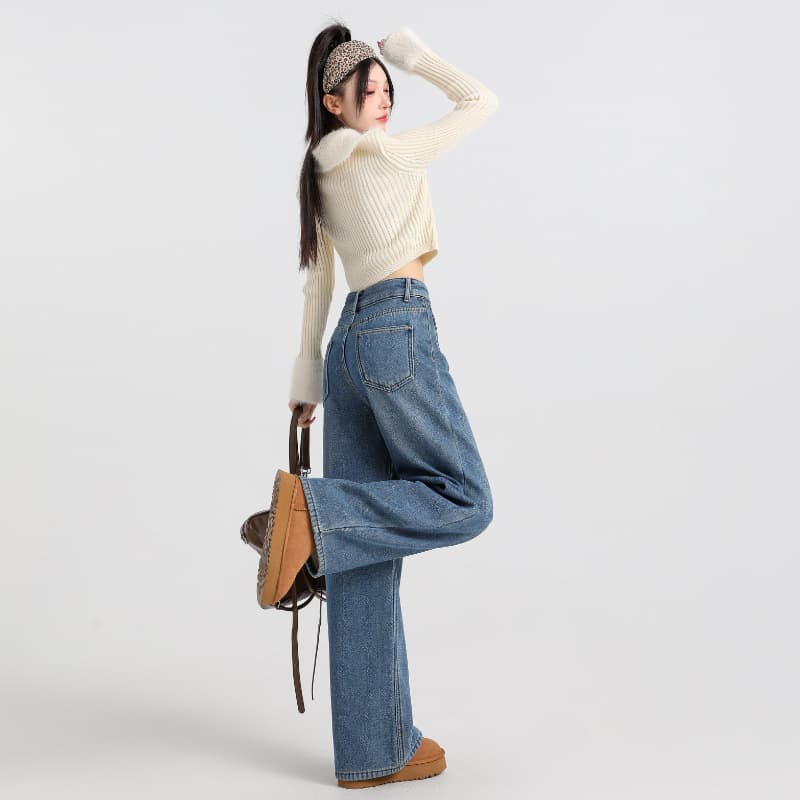 デニムワイドパンツ ゆったり幅広デニムワイドロングパンツ