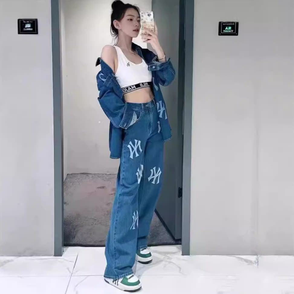 デニムワイドパンツ スポーティ ワイドデニム