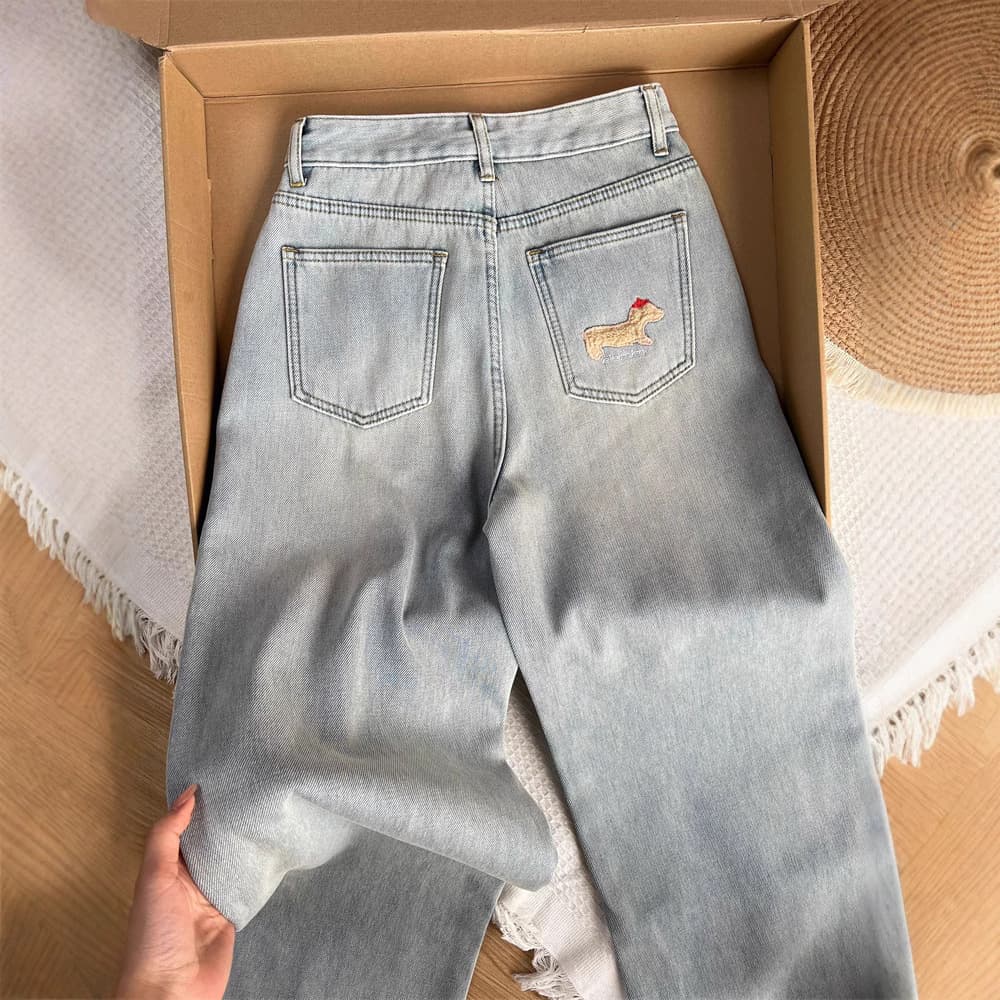 デニムワイドパンツ 冬用裏起毛デニムストレートワイドパンツ