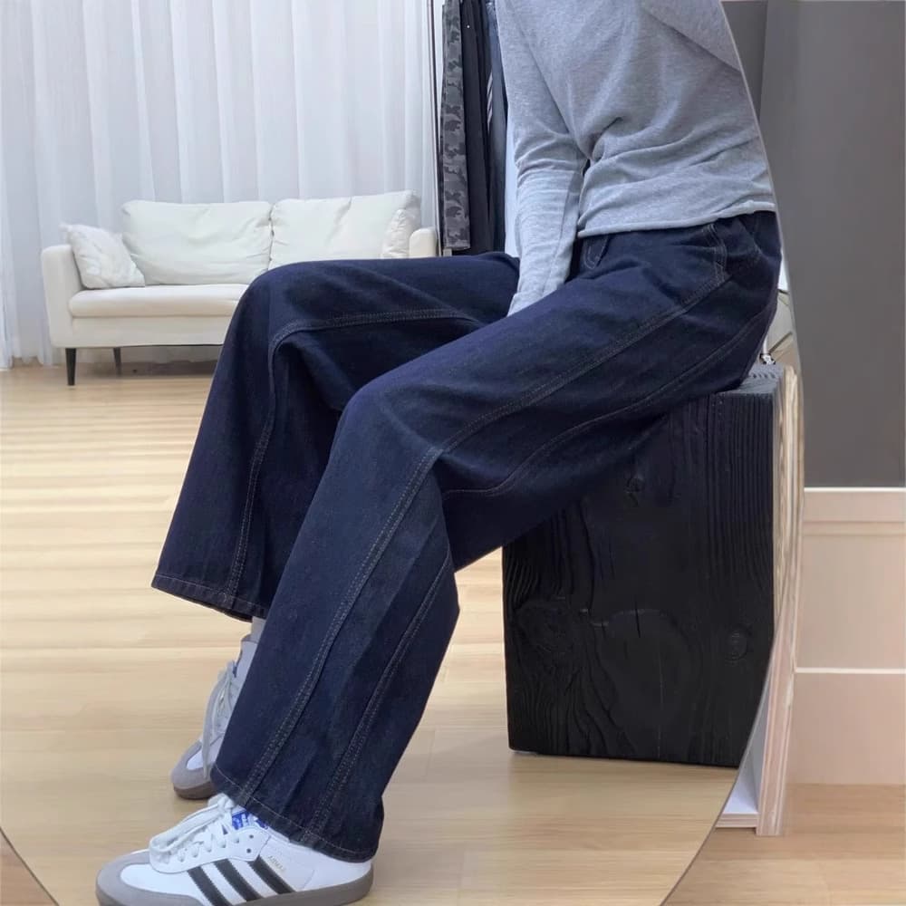 ゆったり幅広 美脚デニムワイドパンツ