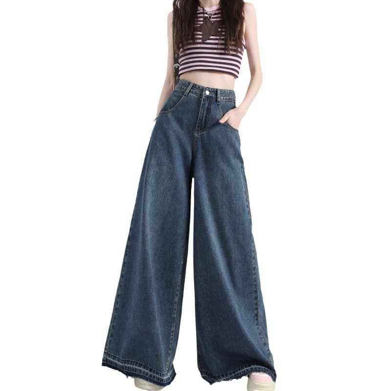 スッキリ美脚タックデニムワイドパンツ