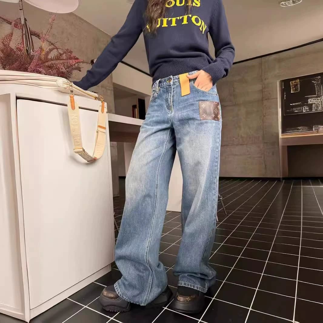 カジュアル感覚デニムワイドパンツストレート