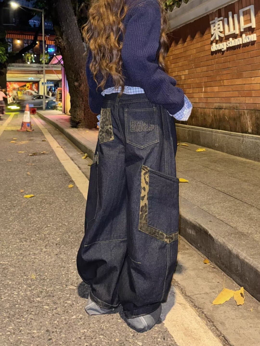 デニムワイドパンツ デザインパッチ ワイドデニム