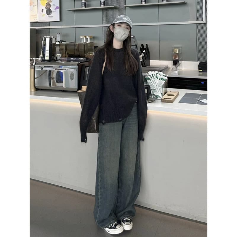 リラックスデニムワイドパンツ 秋冬