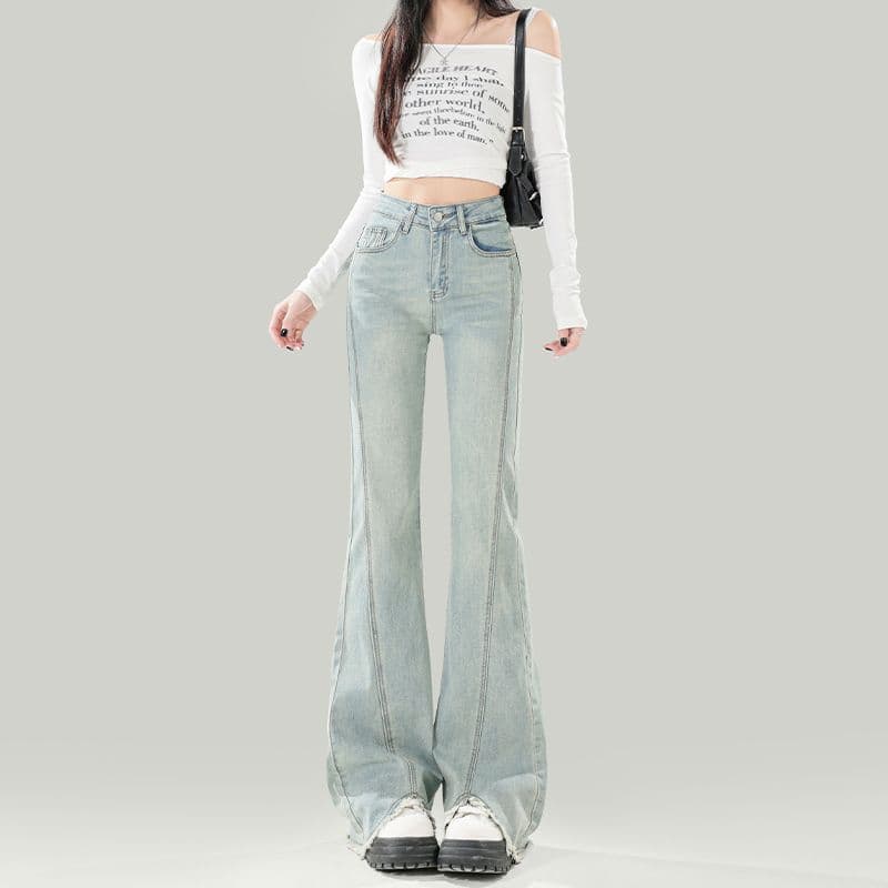 デニムワイドパンツ ドレープ美シルエット ハイウエストデニムパンツ