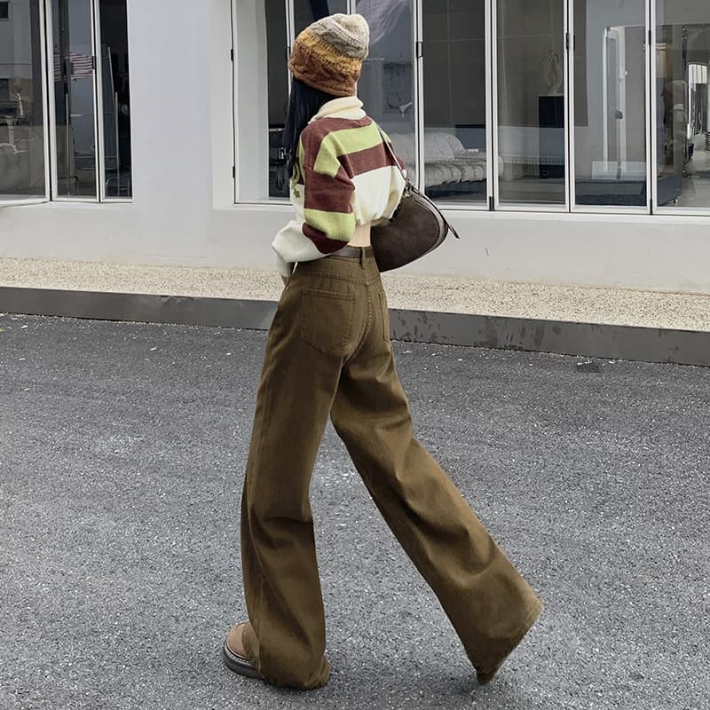 ハイウエストデニムワイドパンツ