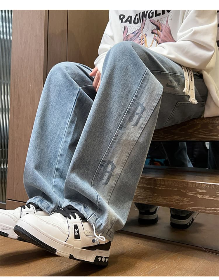 デニムワイドパンツ 大きめシルエットデニムワイドストレート