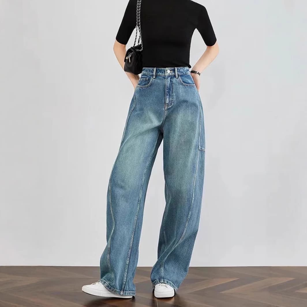 ハイウエストデニムワイドパンツ