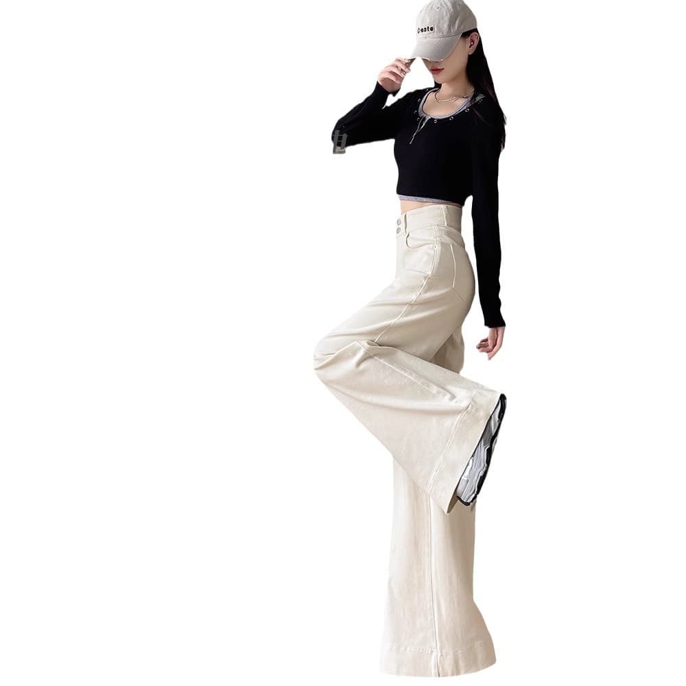 デニムワイドパンツ ドレープ感際立つ美脚パンツ