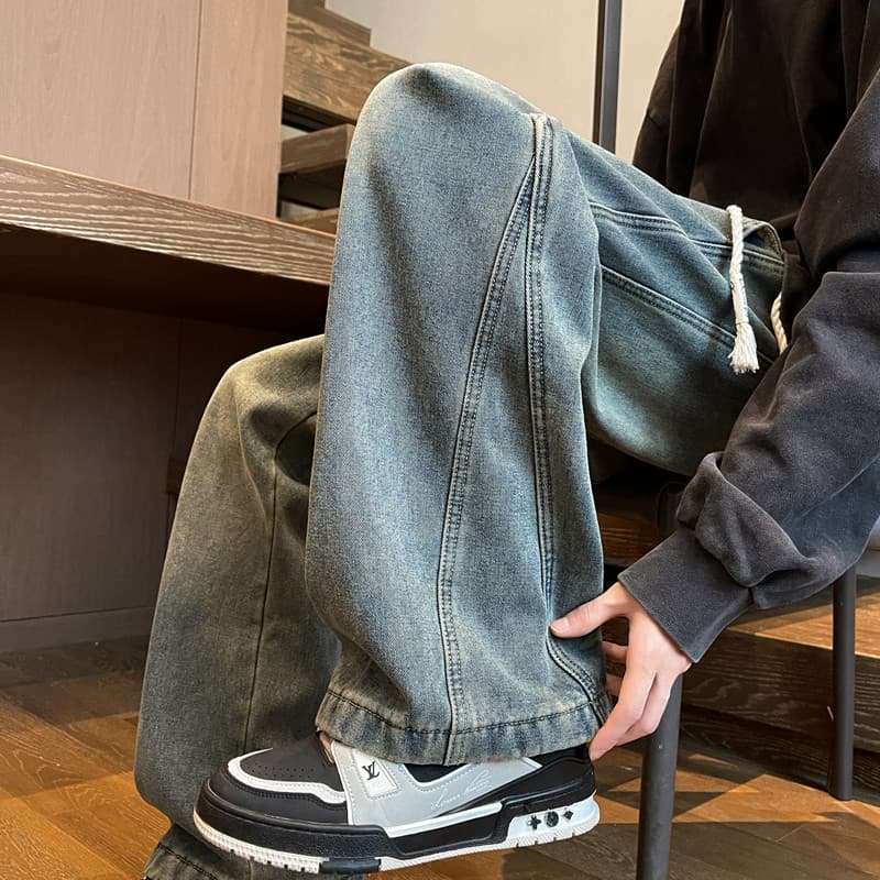 デニムワイドパンツ ゆったりデニムワイドストレート