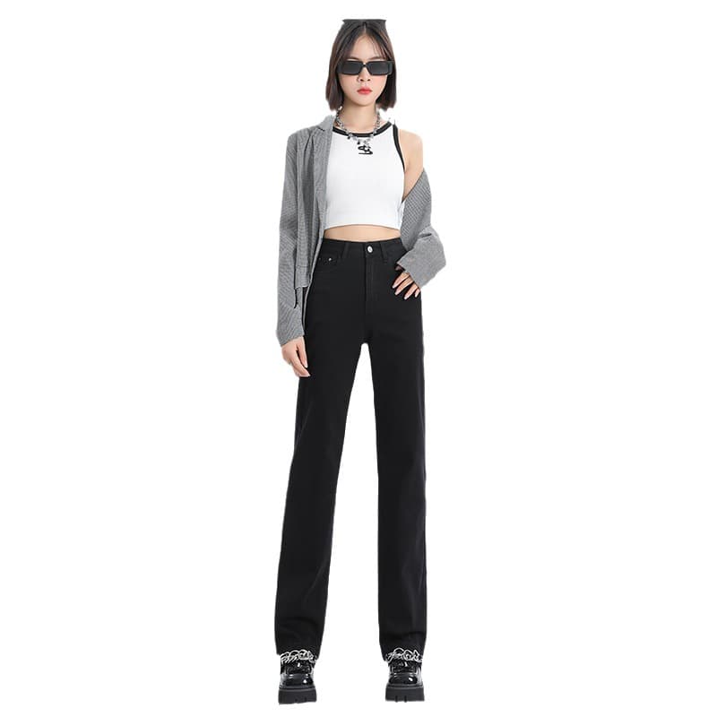 デニムワイドパンツ 韓国ハイウエストワイドデニムパンツ