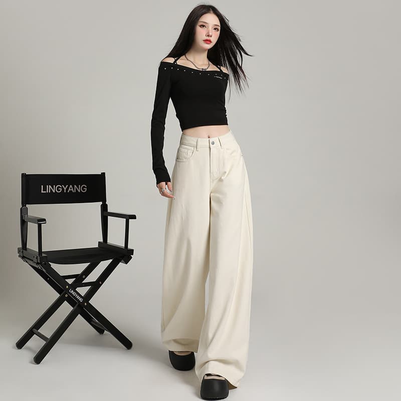 デニムワイドパンツ 大人気 幅広 ハイウエストワイドフレアデニムパンツ