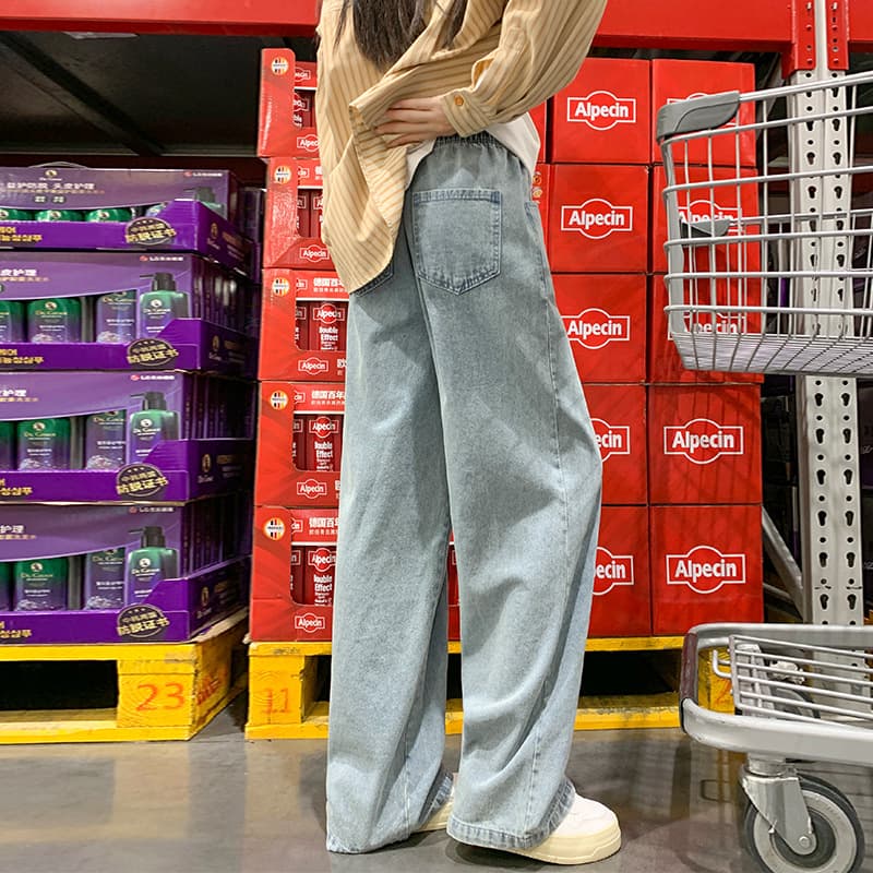 リラックスストレートデニムワイドパンツ レディースジーンズ