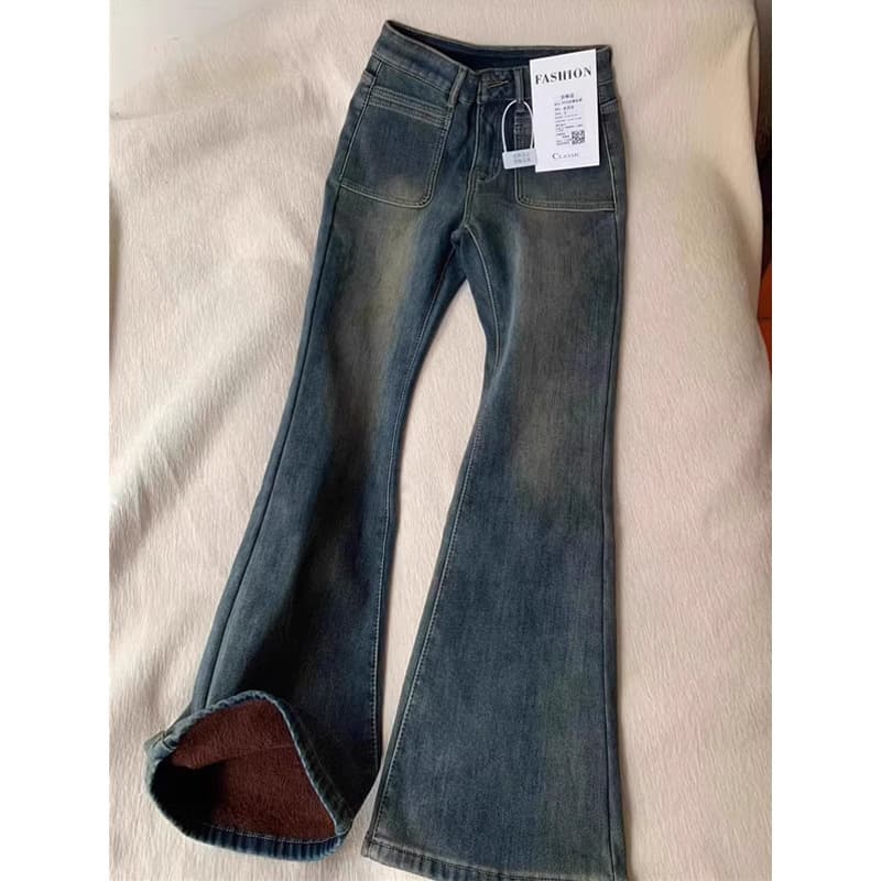 デニムワイドパンツ 美シルエットハイウエストワイドフレアデニム