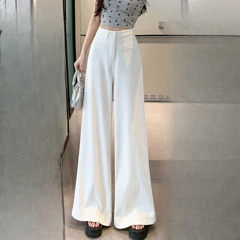 デニムワイドパンツ すっきりシルエット美脚ワイドパンツ