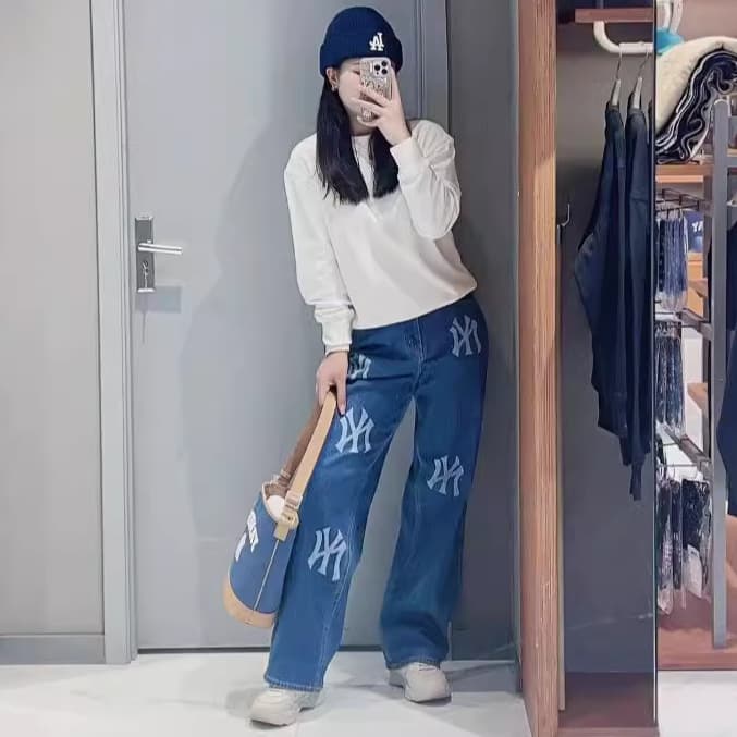 デニムワイドパンツ スポーティ ワイドデニム